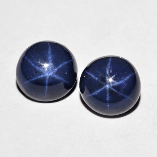 Gemas de Zafiro estrella Azul marino natural de 4.87 ct, Corte Redondo, Opaco