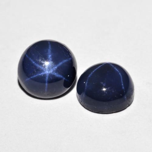 Gemas de Zafiro estrella Azul marino natural de 4.87 ct, Corte Redondo, Opaco