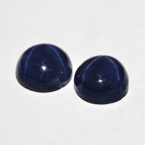 Gemas de Zafiro estrella Azul marino natural de 4.87 ct, Corte Redondo, Opaco