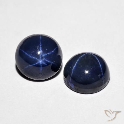 Gemas de Zafiro estrella Azul marino natural de 4.88 ct, Redondo, Opaco