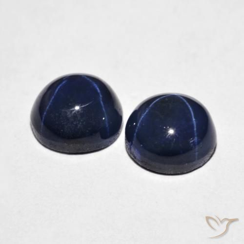 Gemas de Zafiro estrella Azul marino natural de 4.88 ct, Redondo, Opaco