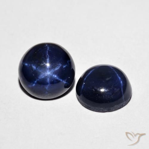 Gemas de Zafiro estrella Azul marino natural de 4.11 ct, Redondo, Opaco