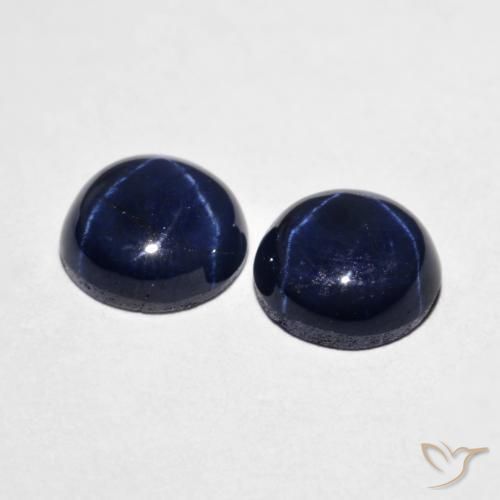 Gemas de Zafiro estrella Azul marino natural de 4.11 ct, Redondo, Opaco