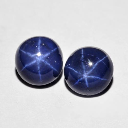 Gemas de zafiro estrella azul natural de 5,25 ct, corte redondo, opaco