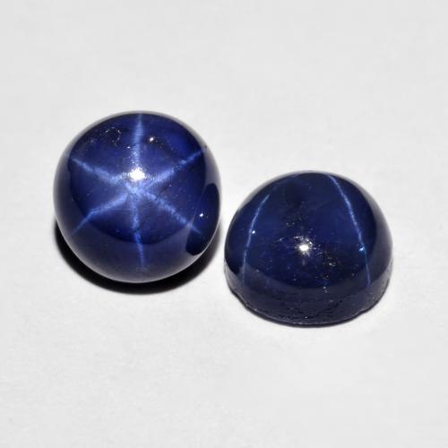 Gemas de zafiro estrella azul natural de 5,25 ct, corte redondo, opaco