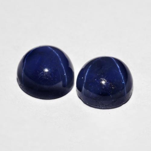 Gemas de zafiro estrella azul natural de 5,25 ct, corte redondo, opaco