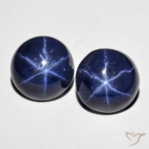 Gemas de zafiro estrella azul natural de 8,96 ct, corte redondo, opaco
