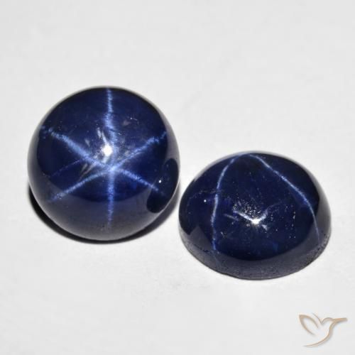Gemas de zafiro estrella azul natural de 8,96 ct, corte redondo, opaco