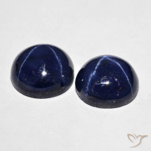 Gemas de zafiro estrella azul natural de 8,96 ct, corte redondo, opaco