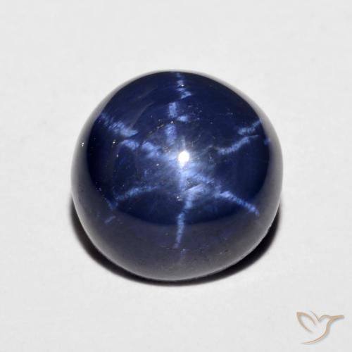 Zafiro estrella Azul marino natural de 4.46 ct, Redondo, Opaco