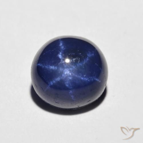 Zafiro estrella Azul marino natural de 2.49 ct, Corte Redondo, Opaco