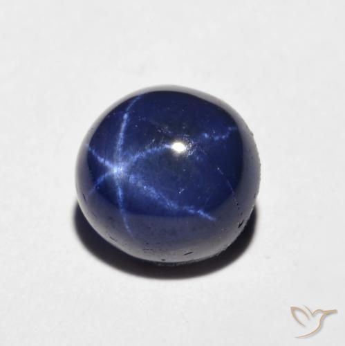Zafiro estrella Azul marino natural de 2.49 ct, Corte Redondo, Opaco