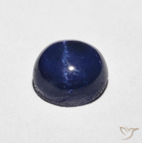Zafiro estrella Azul marino natural de 2.49 ct, Corte Redondo, Opaco