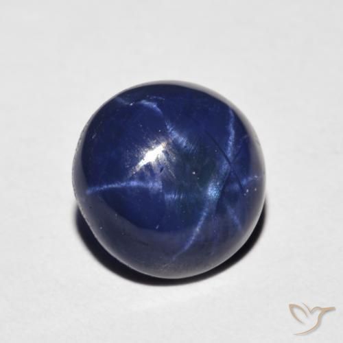 Zafiro estrella Azul marino natural de 3.88 ct, Redondo, Opaco