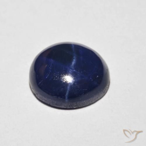 Zafiro estrella Azul marino natural de 3.88 ct, Redondo, Opaco