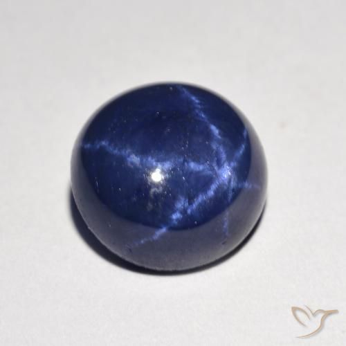 Zafiro estrella Azul marino natural de 4.24 ct, Redondo, Opaco