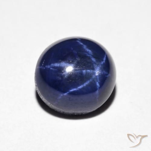 Zafiro estrella Azul oscuro natural de 2.51 ct, Redondo, Opaco