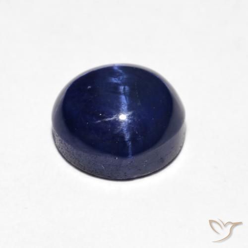 Zafiro estrella Azul oscuro natural de 2.51 ct, Redondo, Opaco