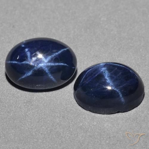 Gemas de Zafiro estrella Azul oscuro natural de 3.21 ct, Ovalada, Opaco