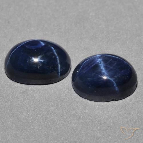 Gemas de Zafiro estrella Azul oscuro natural de 3.21 ct, Ovalada, Opaco