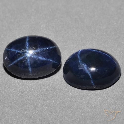 Gemas de Zafiro estrella Azul oscuro natural de 3.21 ct, Ovalada, Opaco