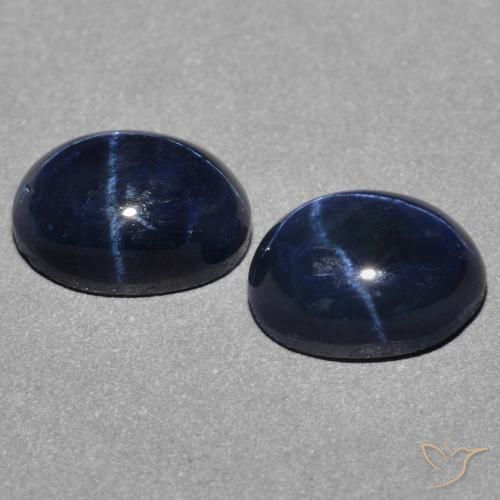 Gemas de Zafiro estrella Azul oscuro natural de 3.21 ct, Ovalada, Opaco