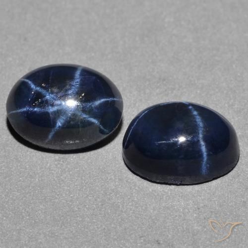 Gemas de Zafiro estrella Azul oscuro natural de 3.27 ct, Ovalada, Opaco