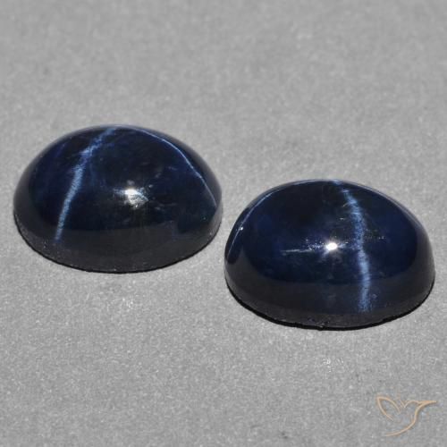 Gemas de Zafiro estrella Azul oscuro natural de 3.27 ct, Ovalada, Opaco