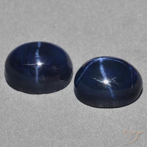Gemas de Zafiro estrella Azul oscuro natural de 3.82 ct, Ovalada, Opaco