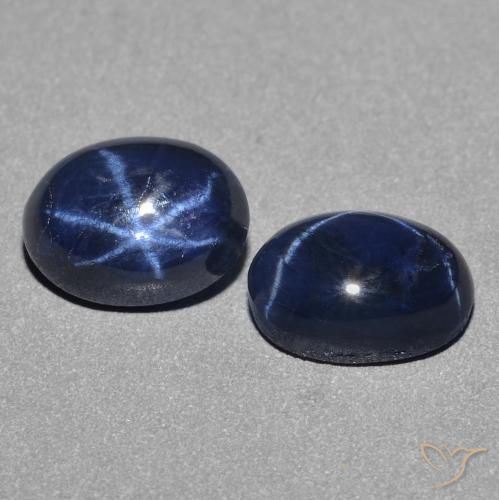 Gemas de Zafiro estrella Azul oscuro natural de 2.69 ct, Ovalada, Opaco