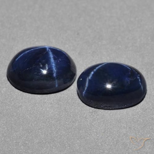 Gemas de Zafiro estrella Azul oscuro natural de 2.69 ct, Ovalada, Opaco