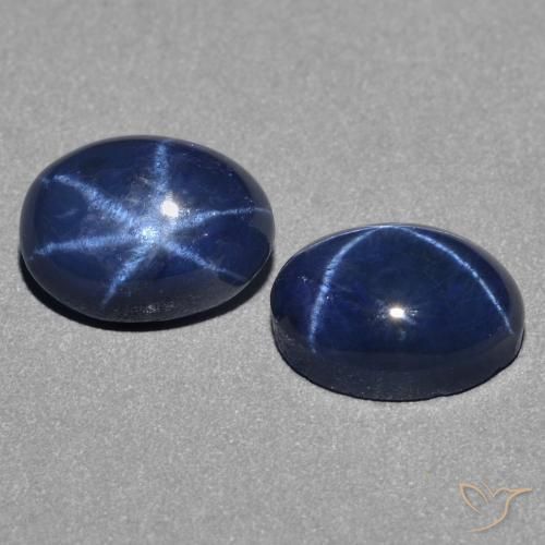 Gemas de Zafiro estrella Azul oscuro natural de 3.03 ct, Ovalada, Opaco