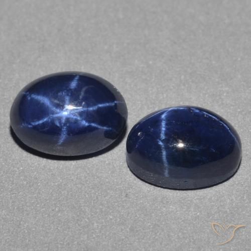 Gemas de Zafiro estrella Azul oscuro natural de 3.28 ct, Ovalada, Opaco