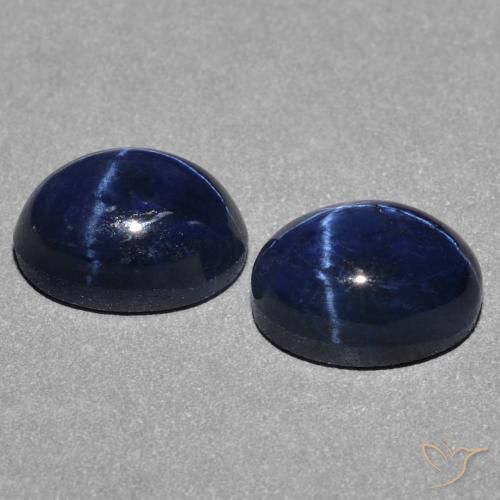 Gemas de Zafiro estrella Azul oscuro natural de 3.28 ct, Ovalada, Opaco
