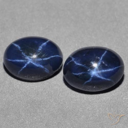 3.46ctw Natural Azul oscuro Zafiro estrella, Ovalada, Opaco