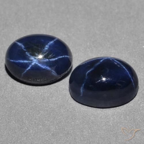 Gemas de Zafiro estrella Azul oscuro natural de 3.46 ct, Ovalada, Opaco