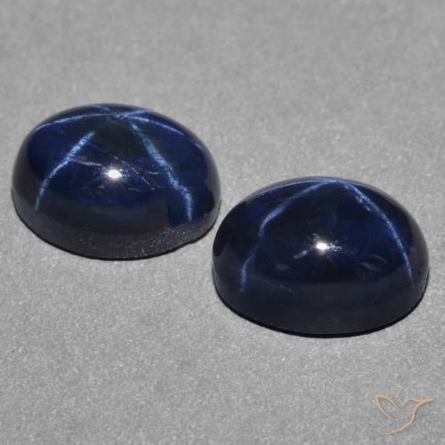 Gemas de Zafiro estrella Azul oscuro natural de 3.46 ct, Ovalada, Opaco