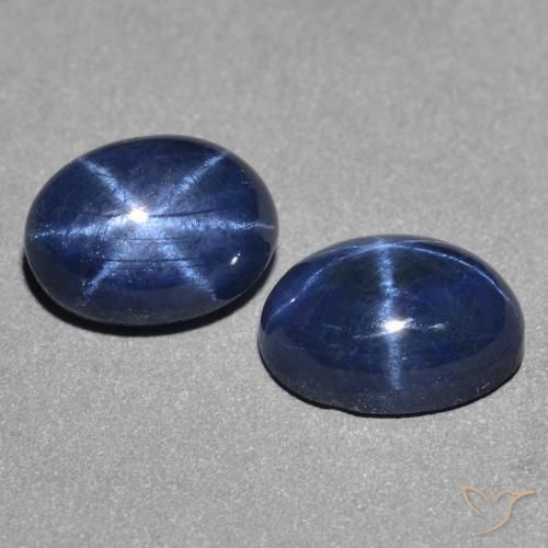 Gemas de Zafiro estrella Azul marino intenso natural de 2.74 ct, Ovalada, Opaco