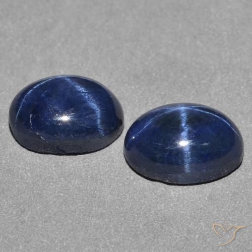 Gemas de Zafiro estrella Azul marino intenso natural de 2.74 ct, Ovalada, Opaco