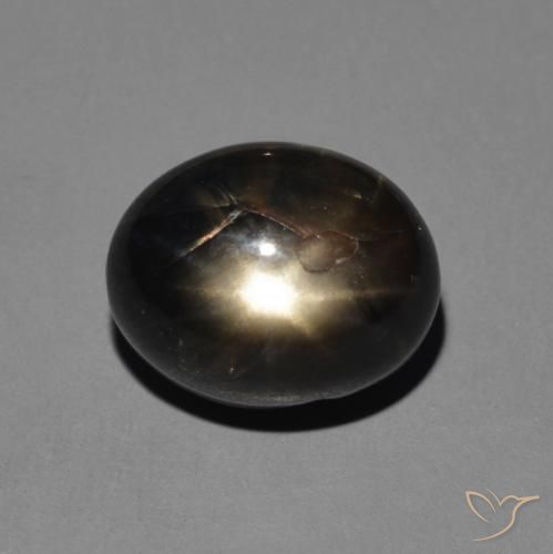 5.11ct Natural Negro plateado grisáceo Zafiro estrella, Ovalada, Opaco