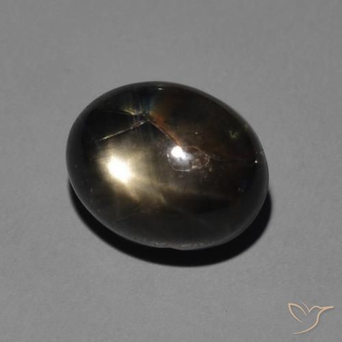 Zafiro estrella Negro plateado grisáceo natural de 5.11 ct, Ovalada, Opaco