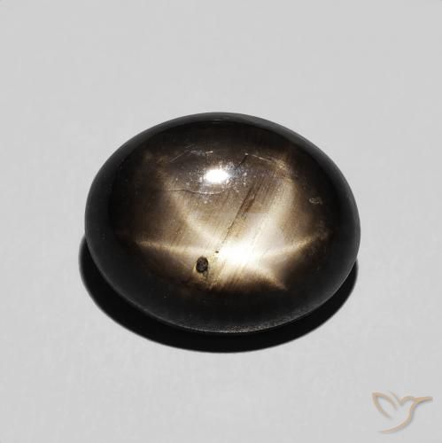 6.43ct Natural Negro Zafiro estrella, Ovalada, Opaco