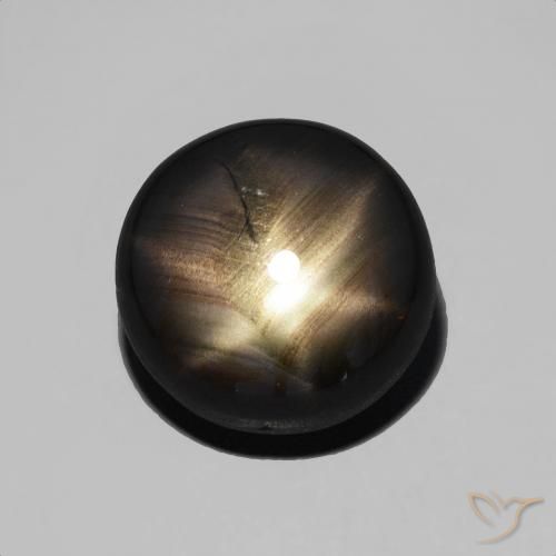 6.21ct Natural Negro Zafiro estrella, Redondo, Opaco