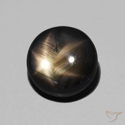 Zafiro estrella Negro natural de 6.21 ct, Redondo, Opaco