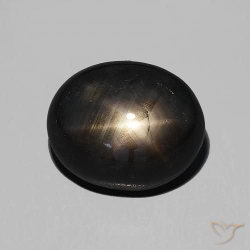 6.71ct Natural Negro Zafiro estrella, Ovalada, Opaco