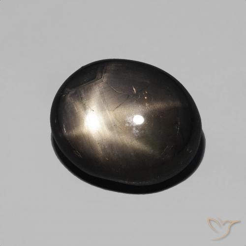 Zafiro estrella Negro natural de 4.92 ct, Ovalada, Opaco