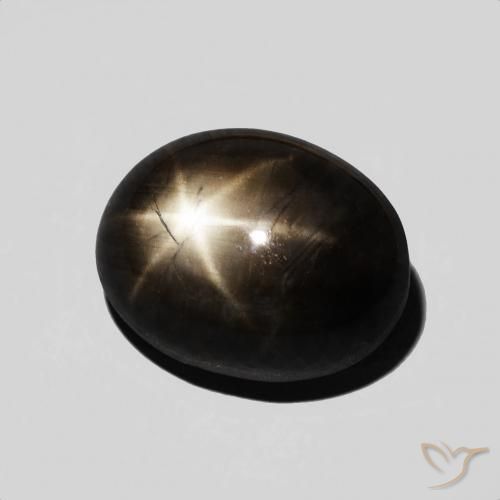 Zafiro estrella negro natural de 6,48 ct, corte óvalo, opaco