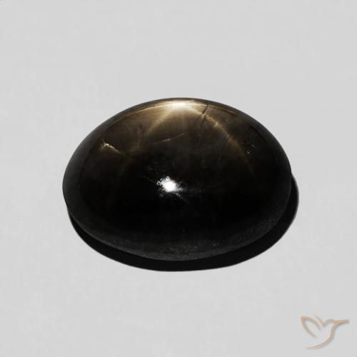 Zafiro estrella negro natural de 6,48 ct, corte óvalo, opaco