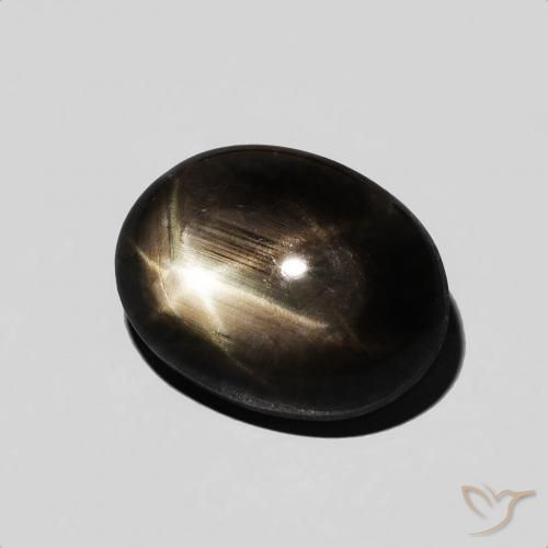 Zafiro estrella Negro natural de 5.59 ct, Ovalada, Opaco