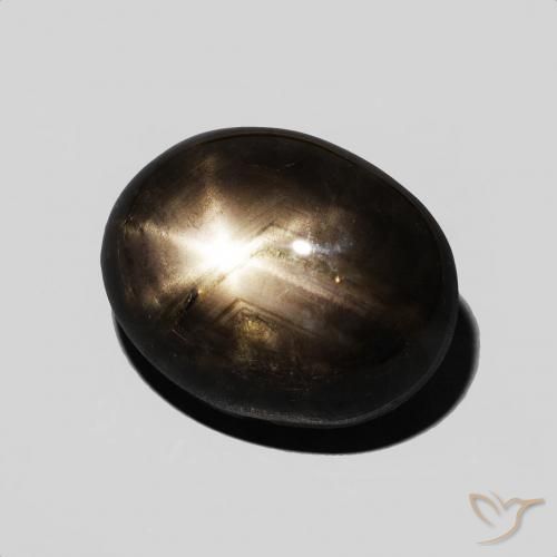 Zafiro estrella Negro natural de 7.59 ct, Ovalada, Opaco